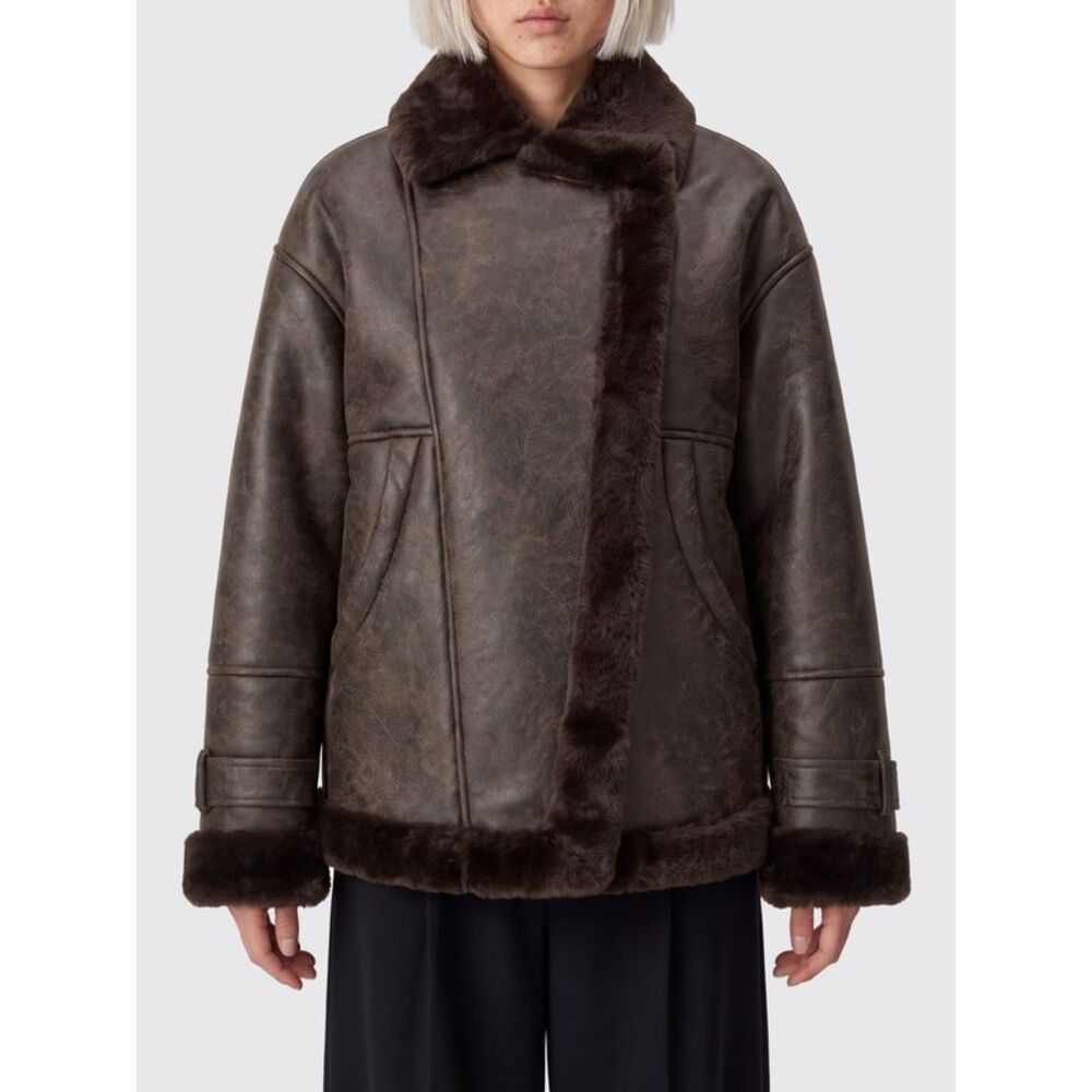 Liu Jo Women Liu Jo Cropped Faux Leather Aviator Jacket With Faux Fur Lining